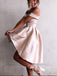 Off Shoulder A-line Satin Short Homecoming Dresses, HM1075