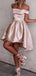 Off Shoulder A-line Satin Short Homecoming Dresses, HM1075