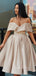 Off Shoulder Satin A-line Short Homecoming Dresses, HM1097