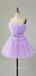 Simple A-line Tulle Strapless Short Homecoming Dresses, HM1103