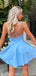 Spaghetti Straps A-line V-neck Short Homecoming Dresses, HM1106