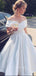 White Satin Off Shoulder A-line Short Homecoming Dresses, HM1111