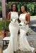 Mermaid White Long Bateau Custom Bridesmaid Dresses , BN1157