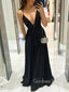 V Neck Fashion Sparkle Evening A-Line Long Prom Dresses, MR7006