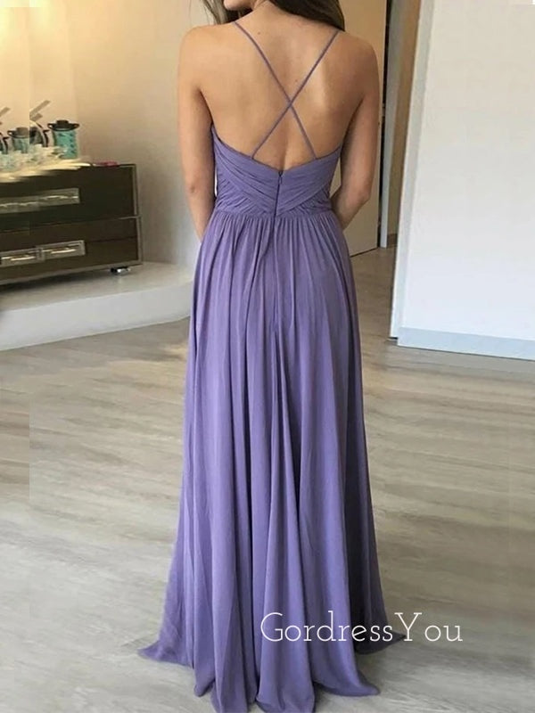 Simple Backless Chiffon Cheap Long Evening Prom Dresses, MR7031