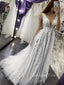 A-line See Through Lace Long Evening Prom Dresses, Cheap Sweet Dresses, MR7050