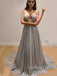 Sex V Neckline Sparkle A-Line Long Evening Prom Dresses, MR7064