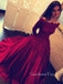 Off Shoulder A-Line With Long Sleeves Long Evening Prom Dresses, MR7079