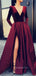 Sexy V Neck Long Sleeve Long Evening Prom dresses, MR7095