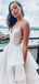 A-Line Long White Lace Evening Prom Dresses, Cheap Custom Wedding Dresses, MR7097