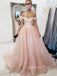 Off Shoulder A-Line Pink Long Evening Prom Dresses, Cheap Prom Dresses, MR7102