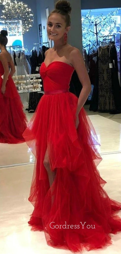 Sexy High Low Tulle Long Evening Prom Dresses, Cheap Sweet Custom Prom Dresses, Homecoming dresses, MR7118