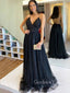 Sexy Backless Deep V neck Long Evening Prom Dresses, MR7123