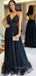 Sexy Backless Deep V neck Long Evening Prom Dresses, MR7123