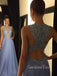 Dusty Blue Long Chiffon Evening Prom Dresses, Cheap Custom Sweet Prom Dresses, MR7179