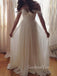 Simple Off Shoulder White Chiffon Cheap Long Evening Prom Dresses, Beach Wedding Dresses, MR7188