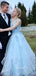 Sexy Backless V Neck Blue A-Line Long Evening Prom Dresses, Cheap Sweet Prom dresses, MR7200