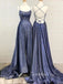 Sex A-Line Spaghetti Straps Sparkle Long Evening Prom Dresses, MR7218