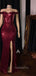 Sexy Burgundy Sequin Mermaid Long Evening Prom Dresses, Cheap Custom Prom Dresses, MR7226