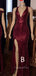 Sexy Burgundy Sequin Mermaid Long Evening Prom Dresses, Cheap Custom Prom Dresses, MR7226