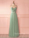 Green Simple Backless Chiffon Cheap Long Evening Prom Dresses, MR7291