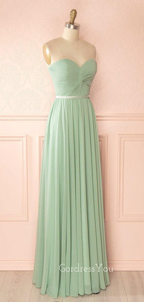 Green Simple Backless Chiffon Cheap Long Evening Prom Dresses, MR7291