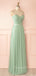 Green Simple Backless Chiffon Cheap Long Evening Prom Dresses, MR7291