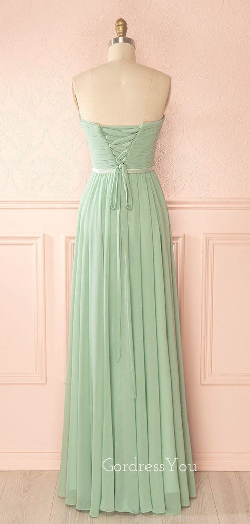 Green Simple Backless Chiffon Cheap Long Evening Prom Dresses, MR7291