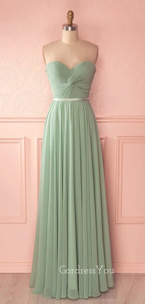 Green Simple Backless Chiffon Cheap Long Evening Prom Dresses, MR7291