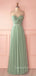 Green Simple Backless Chiffon Cheap Long Evening Prom Dresses, MR7291