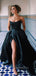 A-Line Black Satin Backless Long Evening Prom Dresses, Cheap Custom Backless Prom Dresses, MR7321