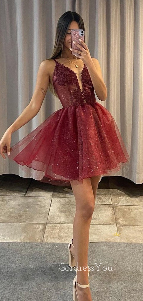 Burgundy Tulle A-Line Long Evening Prom Dresses With Detachable Skirt, Homecoming dresses, MR7362