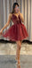 Burgundy Tulle A-Line Long Evening Prom Dresses With Detachable Skirt, Homecoming dresses, MR7362