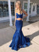 Two Pieces Dark Blue Sparkly Mermaid Long Evening Prom Dresses, Cheap Custom Prom Dress, MR7379