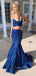 Two Pieces Dark Blue Sparkly Mermaid Long Evening Prom Dresses, Cheap Custom Prom Dress, MR7379