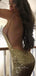 Sexy Gold Sequin Mermaid Spaghetti Straps Long Evening Prom Dresses, Cheap Custom Prom Dresses, MR7384