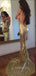 Sexy Gold Sequin Mermaid Spaghetti Straps Long Evening Prom Dresses, Cheap Custom Prom Dresses, MR7384