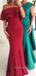 Off Shoulder Blue Mermaid Side Slit Long Evening Prom Dresses, MR7425