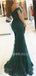 Off Shoulder Red Mermaid Beaded Long Evening Prom Dresses, MR7429