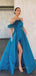 A-line Satin Side Slit Long Strapless Evening Prom Dresses, Cheap Custom Prom Dresses, MR7515