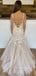 Applique Straps Champagne Tull Mermaid Lace Long Evening Prom Dresses, MR7541