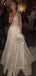 A-line See Throuth Deep V Neck Sparkly Long Evening Prom Dresses, Wedding  Dresses, MR7600