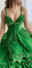 Women's Spaghetti Straps Green Velvet Vintage Long Evening Prom Dresses, Cheap Custom Prom Dresses, MR7640