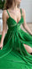 Women's Spaghetti Straps Green Velvet Vintage Long Evening Prom Dresses, Cheap Custom Prom Dresses, MR7640