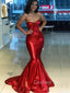 Mermaid V-neck Red Sparkly Long Straps Evening Prom Dresses, MR7644