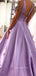 A-line Yellow Satin V Neck Long V-back Evening Prom Dresses, Cheap Custom prom dresses, MR7646