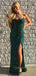 Mermaid Green Sequin Spaghetti Straps  Long Evening Prom Dresses, Cheap Custom Prom Dresses, MR7790