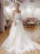 A-line Strapless White Tulle Long Evening Prom Dresses, Wedding Dresses, MR7879