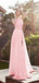 A-line White Chiffon Halter High Slit Long Prom Dresses, wedding Dresses, MR8057