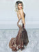 Trumpet/Mermaid Deep V-neck Gold Sequin Long Evening Prom Dresses, Cheap Custom Prom Dresses, MR8085
